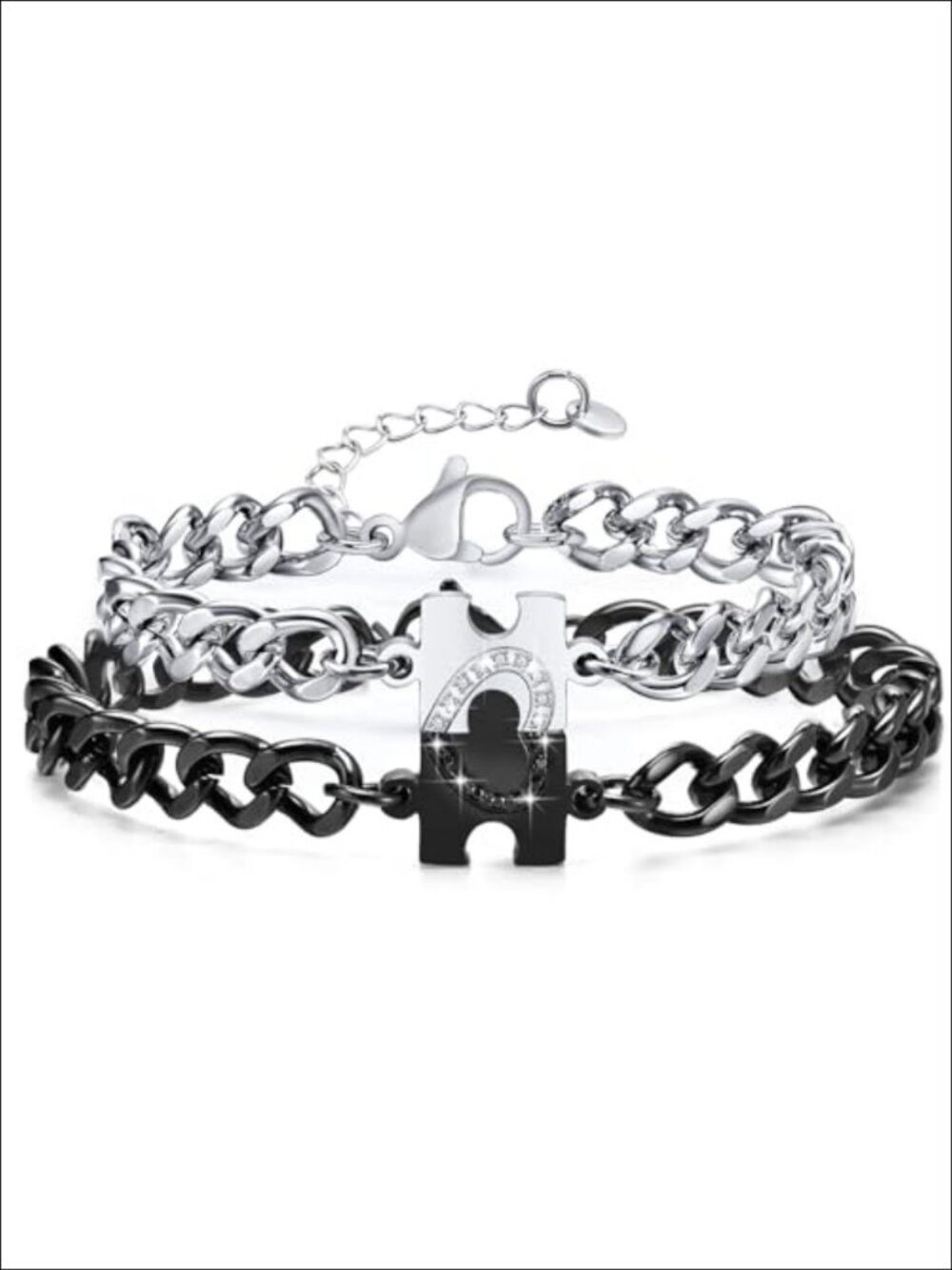 Matching Puzzle Heart Stainless Steel Bracelets Set for Couples